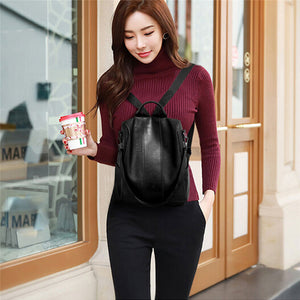 Ladies Anti-theft Shoulder Fashion Bag/Backpack (Leather-Waterproof}