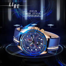 Load image into Gallery viewer, Leather Mens Watches Top Brand Luxury Blue Waterproof Business Watch Relogio Masculino