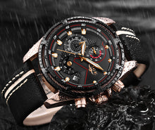 Load image into Gallery viewer, Leather Mens Watches Top Brand Luxury Blue Waterproof Business Watch Relogio Masculino