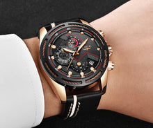 Load image into Gallery viewer, Leather Mens Watches Top Brand Luxury Blue Waterproof Business Watch Relogio Masculino