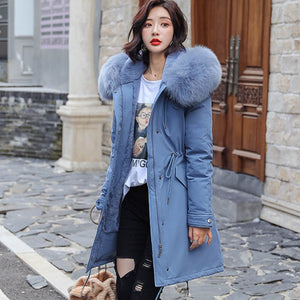 Winter Parkas -30 degree hooded fur collar thick snow coat jacket