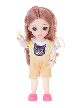 Load image into Gallery viewer, 20*10*10cm BJD Doll Mohair Doll With Wig 3D Eyes With Clothes Outfit Shoes Wig Hair Makeup Movable Joints Doll For Girls Gift