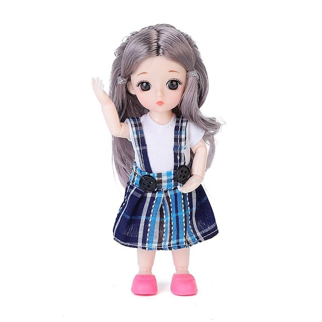 20*10*10cm BJD Doll Mohair Doll With Wig 3D Eyes With Clothes Outfit Shoes Wig Hair Makeup Movable Joints Doll For Girls Gift
