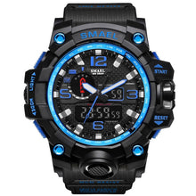 Load image into Gallery viewer, Black Military Watch With Blue Dial