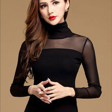 Load image into Gallery viewer, Womens Blouse Shirt Black White Sexy Long Casual Long Sleeve Lace