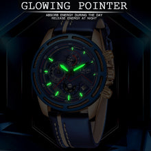 Load image into Gallery viewer, Leather Mens Watches Top Brand Luxury Blue Waterproof Business Watch Relogio Masculino