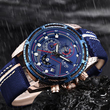 Load image into Gallery viewer, Leather Mens Watches Top Brand Luxury Blue Waterproof Business Watch Relogio Masculino