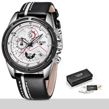 Load image into Gallery viewer, Leather Mens Watches Top Brand Luxury Blue Waterproof Business Watch Relogio Masculino