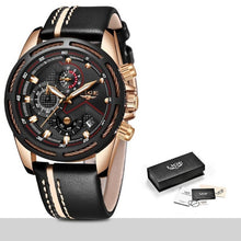 Load image into Gallery viewer, Leather Mens Watches Top Brand Luxury Blue Waterproof Business Watch Relogio Masculino