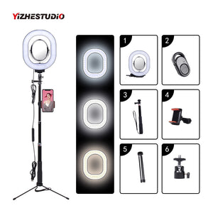 Photography Dimmable LED Selfie Ring Light With Phone Holder USB Plug Tripod