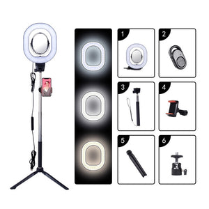 Photography Dimmable LED Selfie Ring Light With Phone Holder USB Plug Tripod