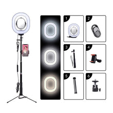 Load image into Gallery viewer, Photography Dimmable LED Selfie Ring Light With Phone Holder USB Plug Tripod