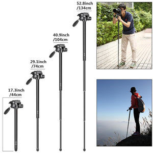 Portable 70 inches/177 cm Aluminum Alloy Camera Tripod Monopod with 3-Way Swivel Pan Head Carrying Bag for Sony/Canon