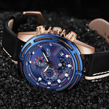 Load image into Gallery viewer, Leather Mens Watches Top Brand Luxury Blue Waterproof Business Watch Relogio Masculino