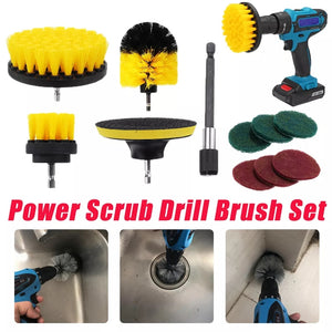 ALLSOME 11Pcs Electric Drill Cleaning Brush with Sponge and Extender
