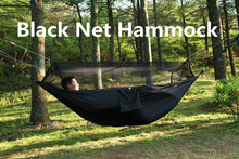 Load image into Gallery viewer, black net camping hammock with mosquito net