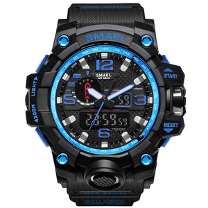 Black Military Watch With Blue Dial