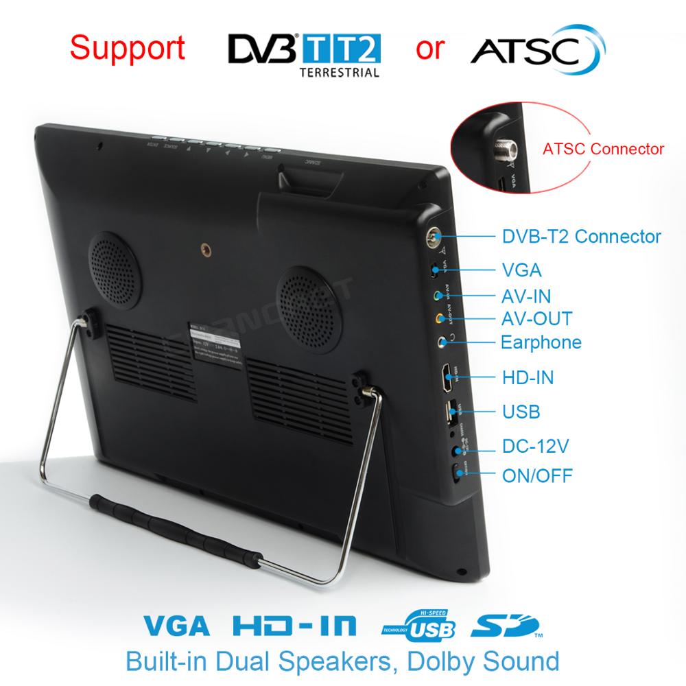LEADSTAR D12 inch HD Portable TV DVB-T2 ATSC ISDB-T tdt Digital and Analog  mini small Car Television Support USB SD Card MP4 AC3