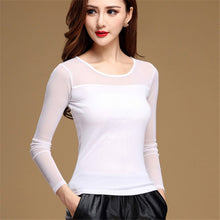 Load image into Gallery viewer, Womens Blouse Shirt Black White Sexy Long Casual Long Sleeve Lace